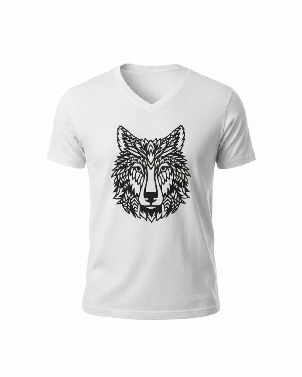 Bella Canvas Tribal Wolf T-Shirt Size 2XL White V-Neck Graphic Tee
